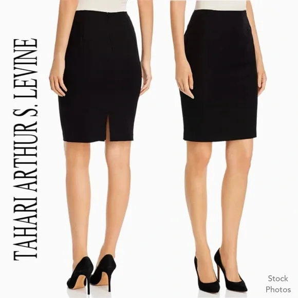 Jupe Crayon Tahari ASL En Tweed Noir Et Blanc - Taille 10 - Neuve Avec étiquette (ex-étalage)
